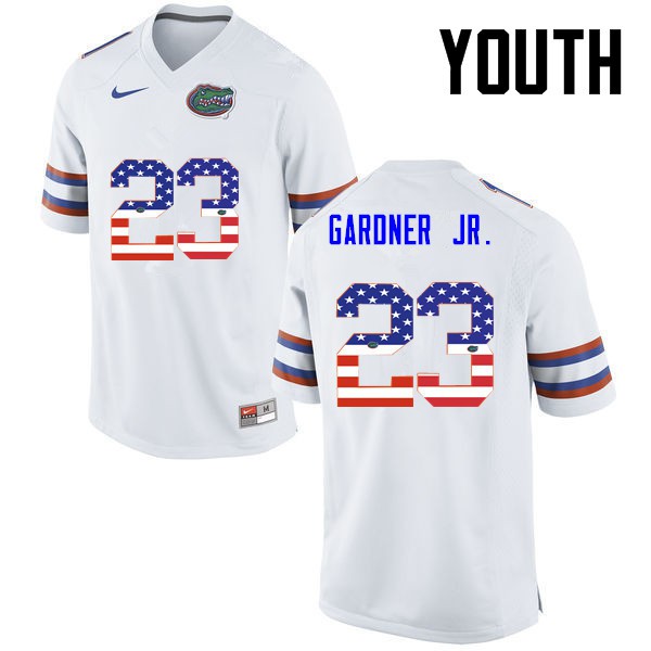Florida Gators Youth #23 Chauncey Gardner Jr. College Football Jersey USA Flag Fashion White